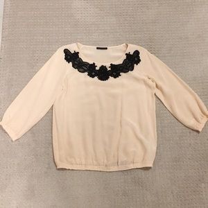 100% Silk Chiffon cream blouse